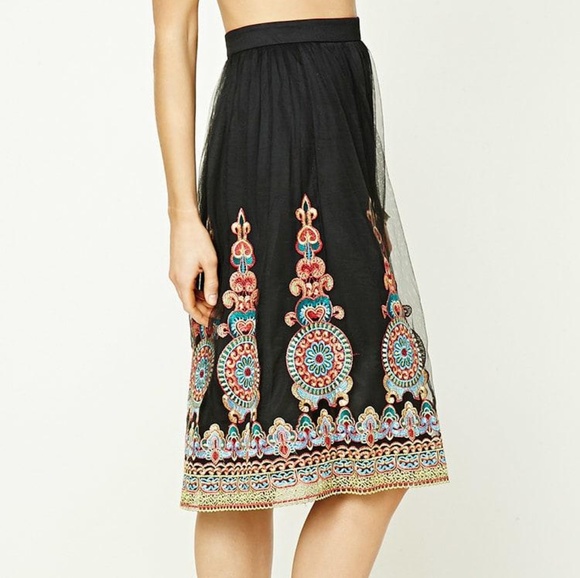 Forever 21 Tulle Embroidered Skirt - Picture 5 of 6